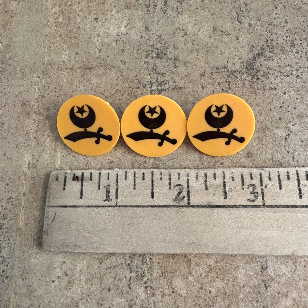 Vintage Shriner Plastic Golf Markers set Of 3 Yellow Black Star & Sword Design